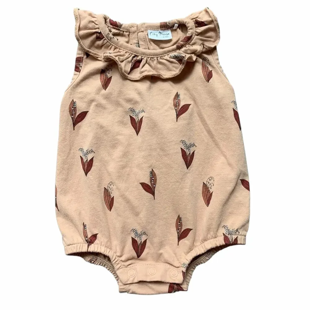 City Mouse Ruffle Collar Romper Bodysuit